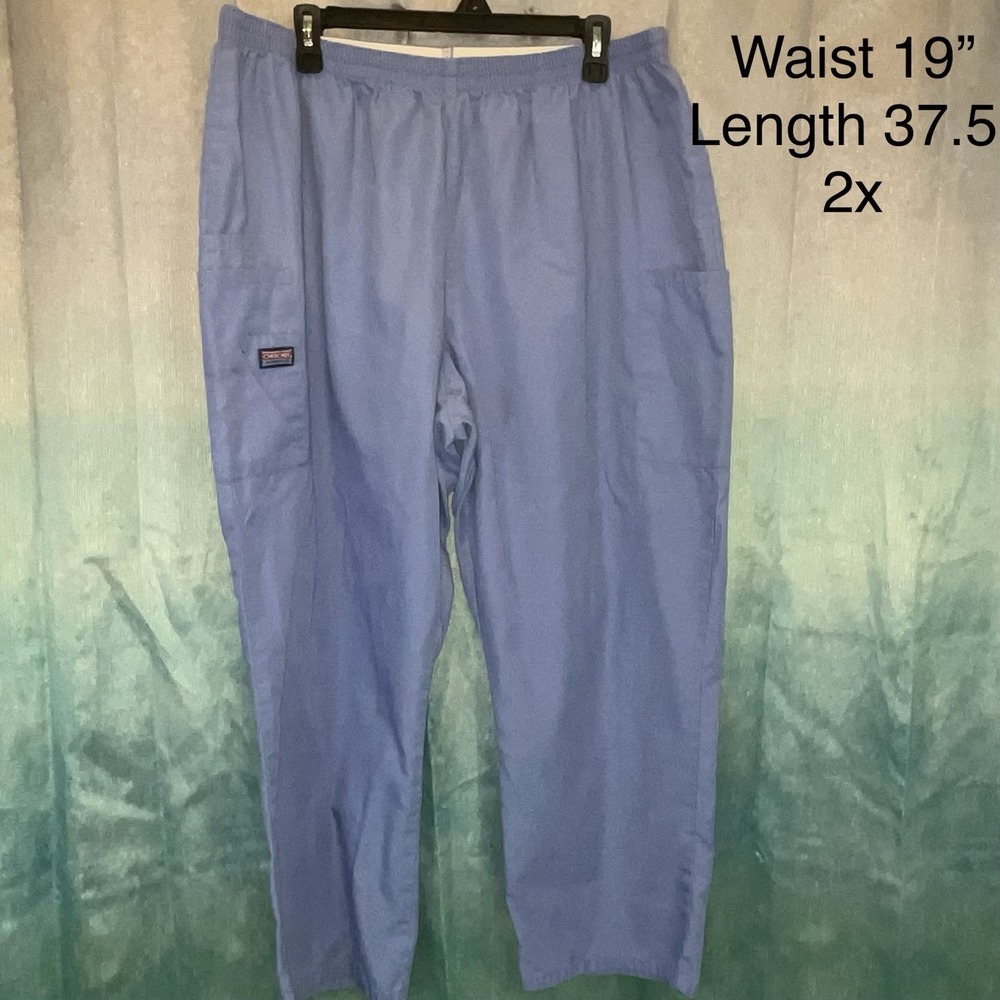 Cherokee Workwear Women's 2XL Ceil Blue‎ Scrub Pants Elastic Waist